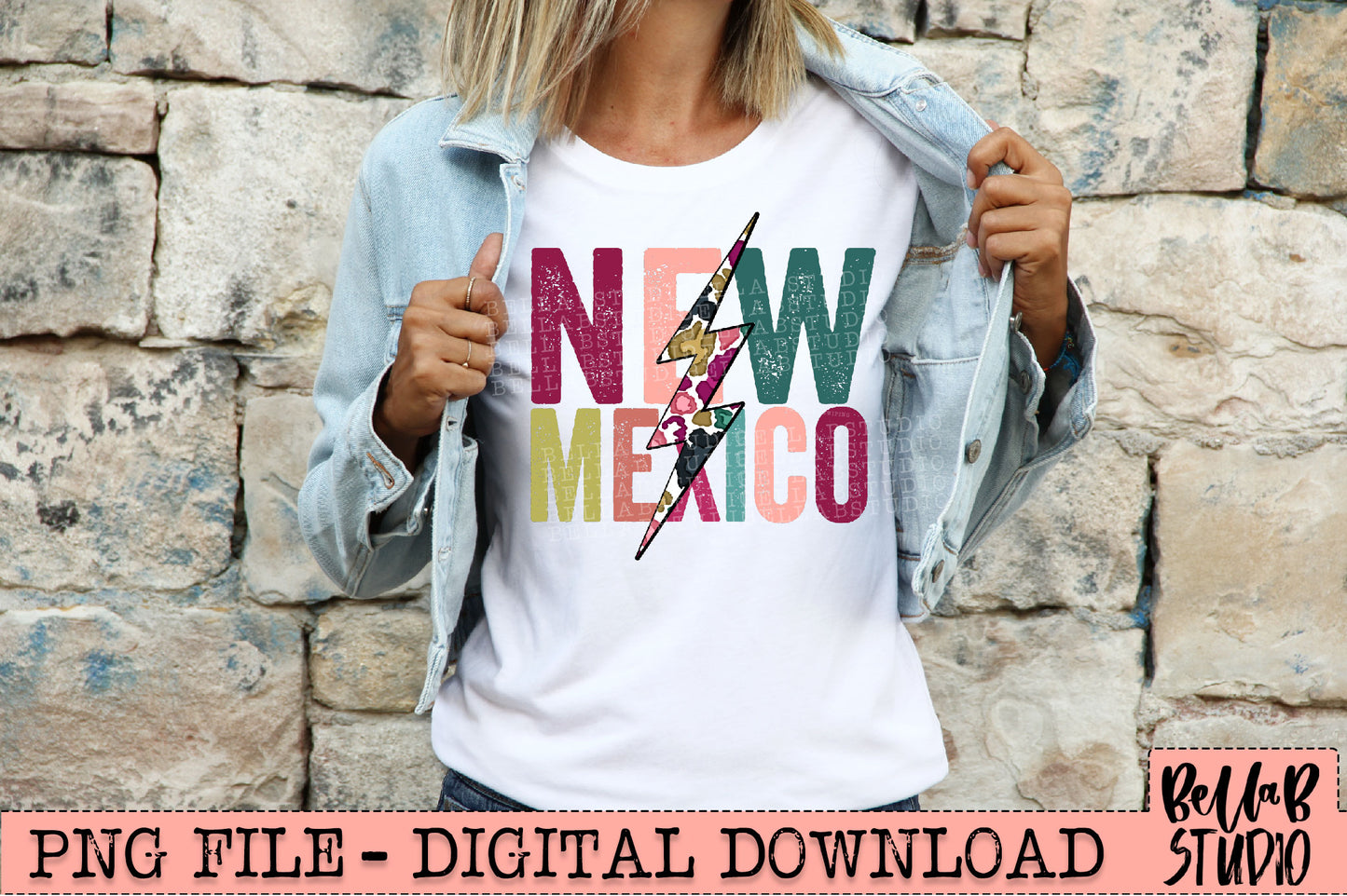 NEW MEXICO Bright Leopard Bolt Sublimation Design