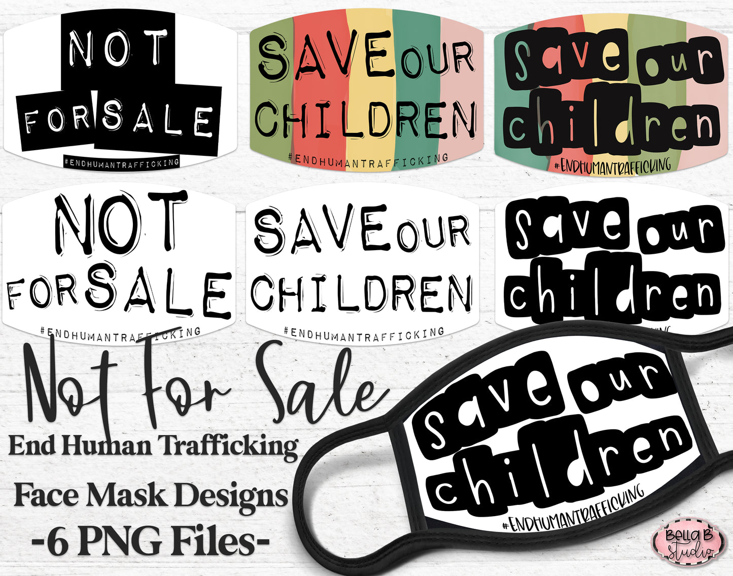 Save Our Children - Not For Sale - Sublimation Face Mask Designs