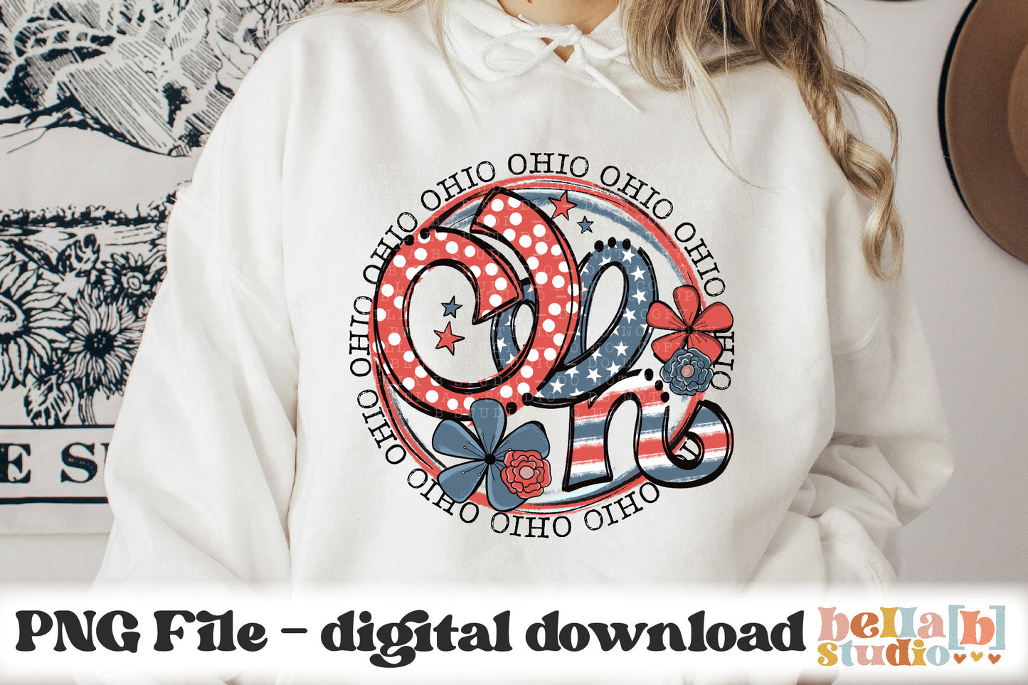 Ohio Retro Flowers PNG Design