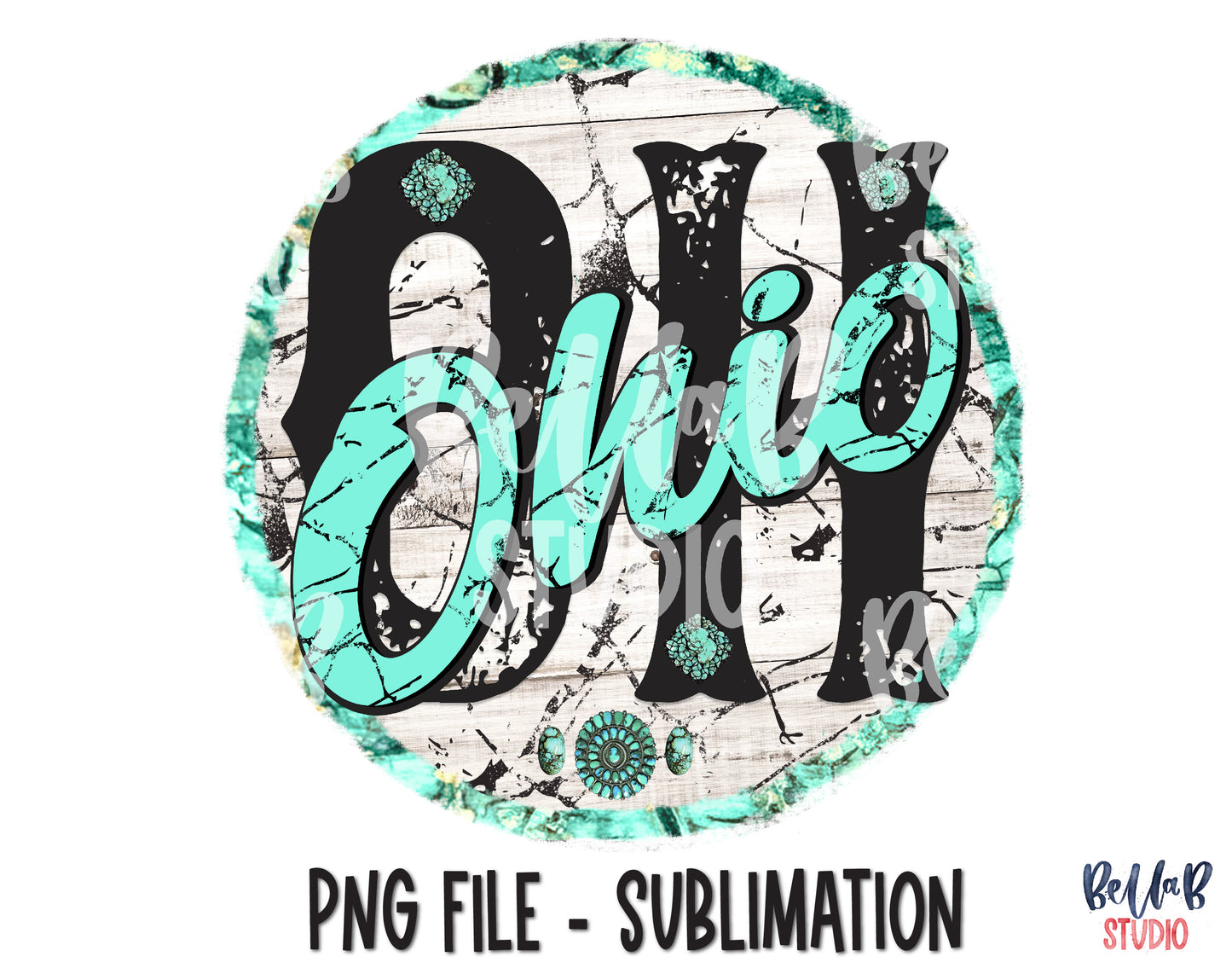 Ohio Turquoise Sublimation Design