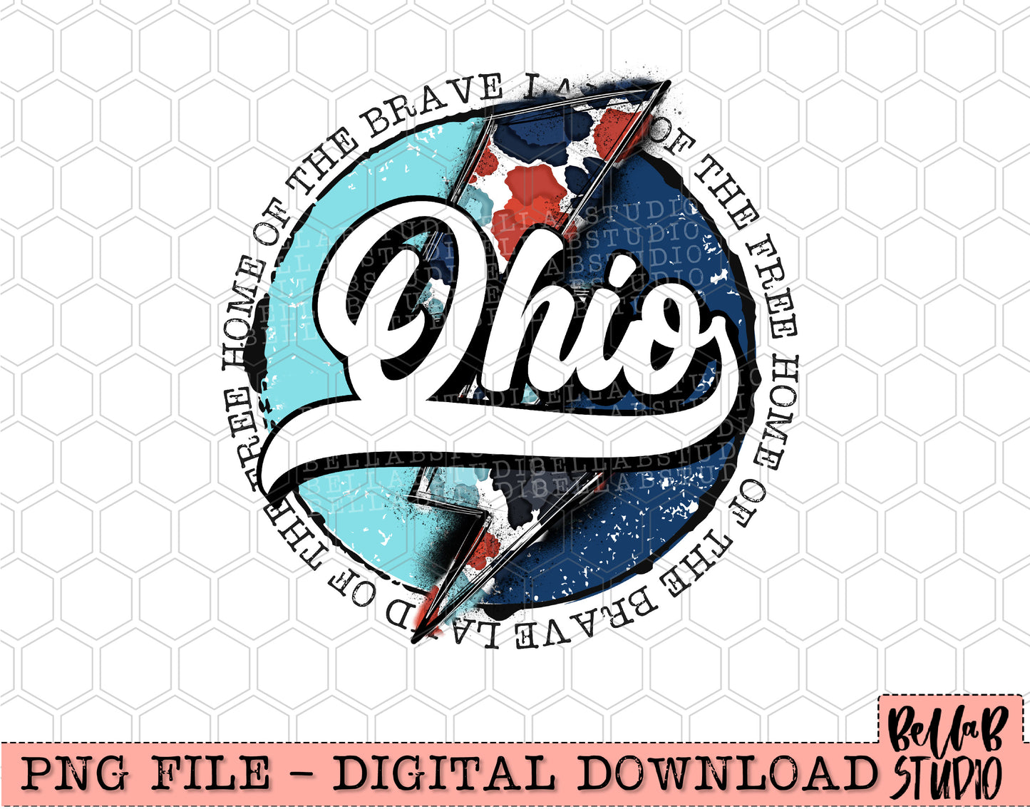 OHIO Patriotic Bolt PNG Design
