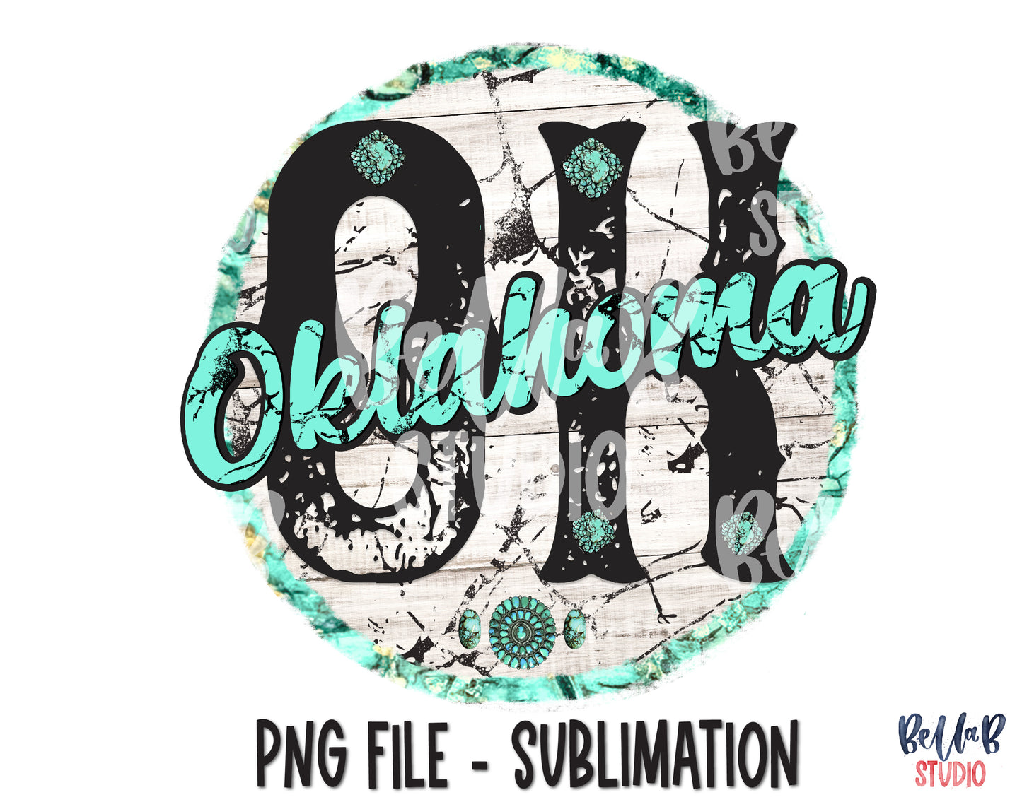 Oklahoma Turquoise Sublimation Design