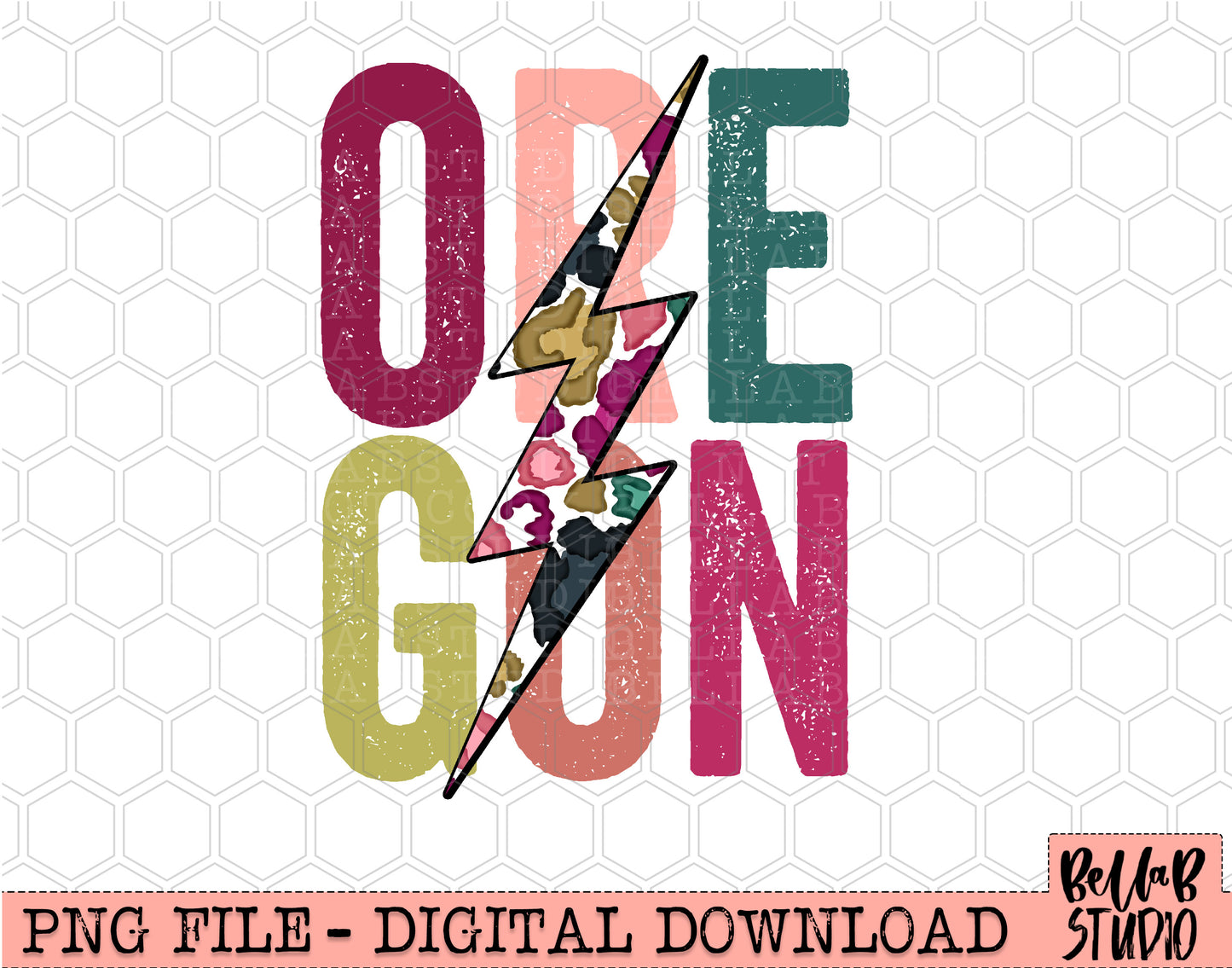 OREGON Bright Leopard Bolt Sublimation Design