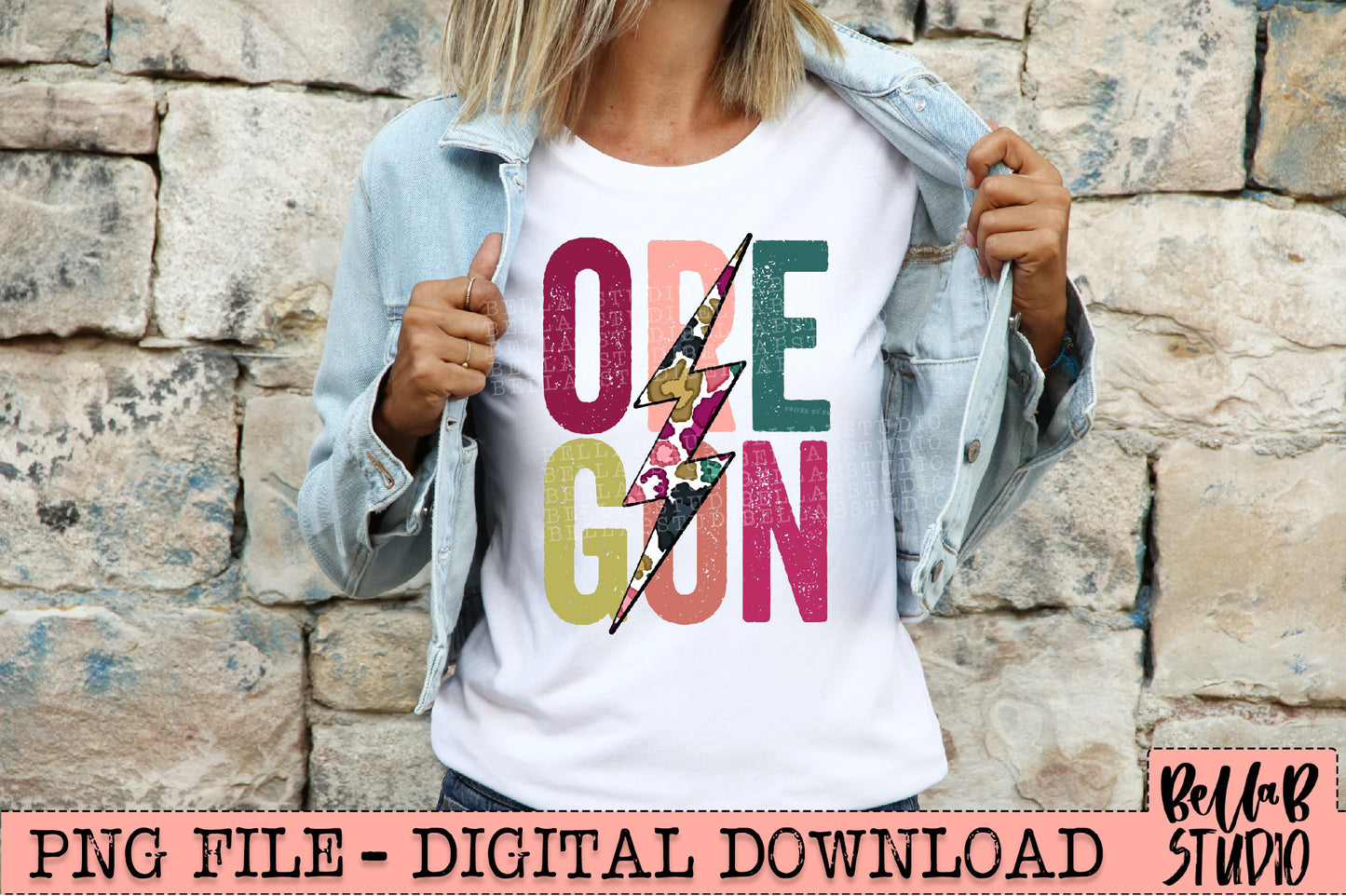 OREGON Bright Leopard Bolt Sublimation Design