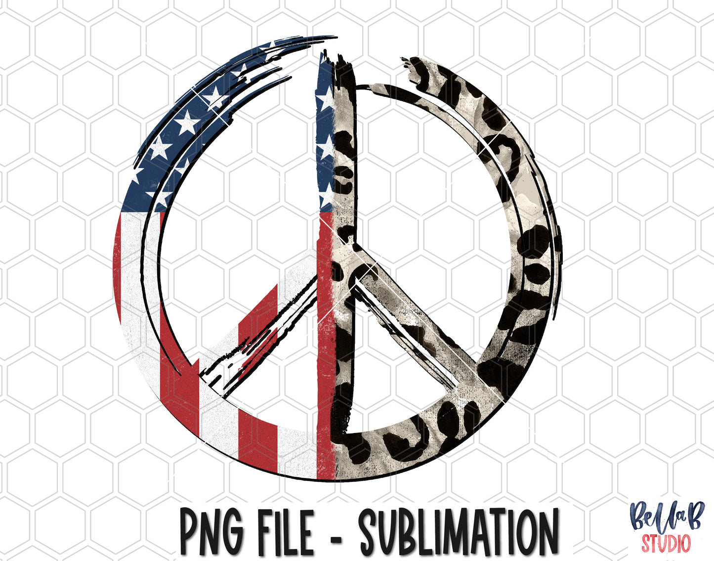 Leopard American Peace Sign Sublimation Design