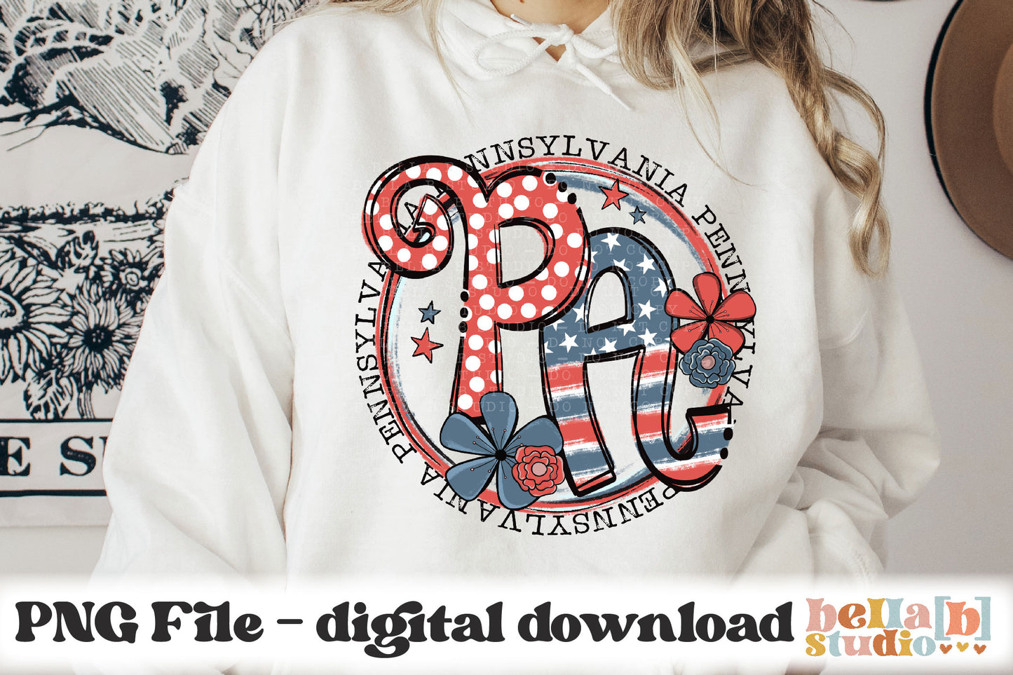 Pennsylvania Retro Flowers PNG Design