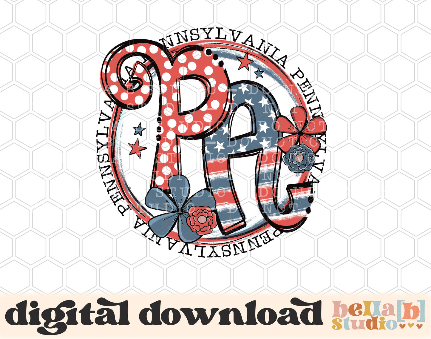 Pennsylvania Retro Flowers PNG Design