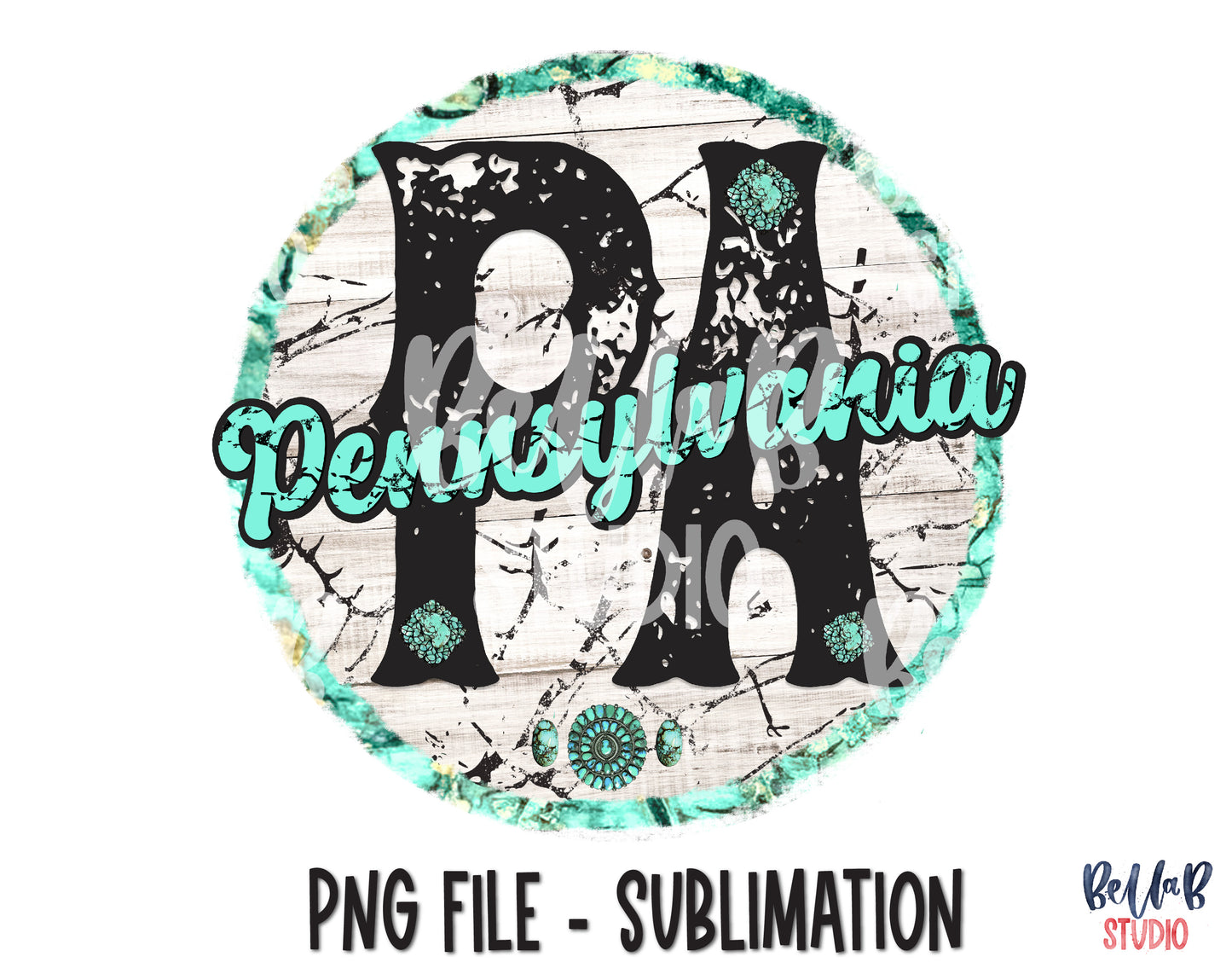 Pennsylvania Turquoise Sublimation Design