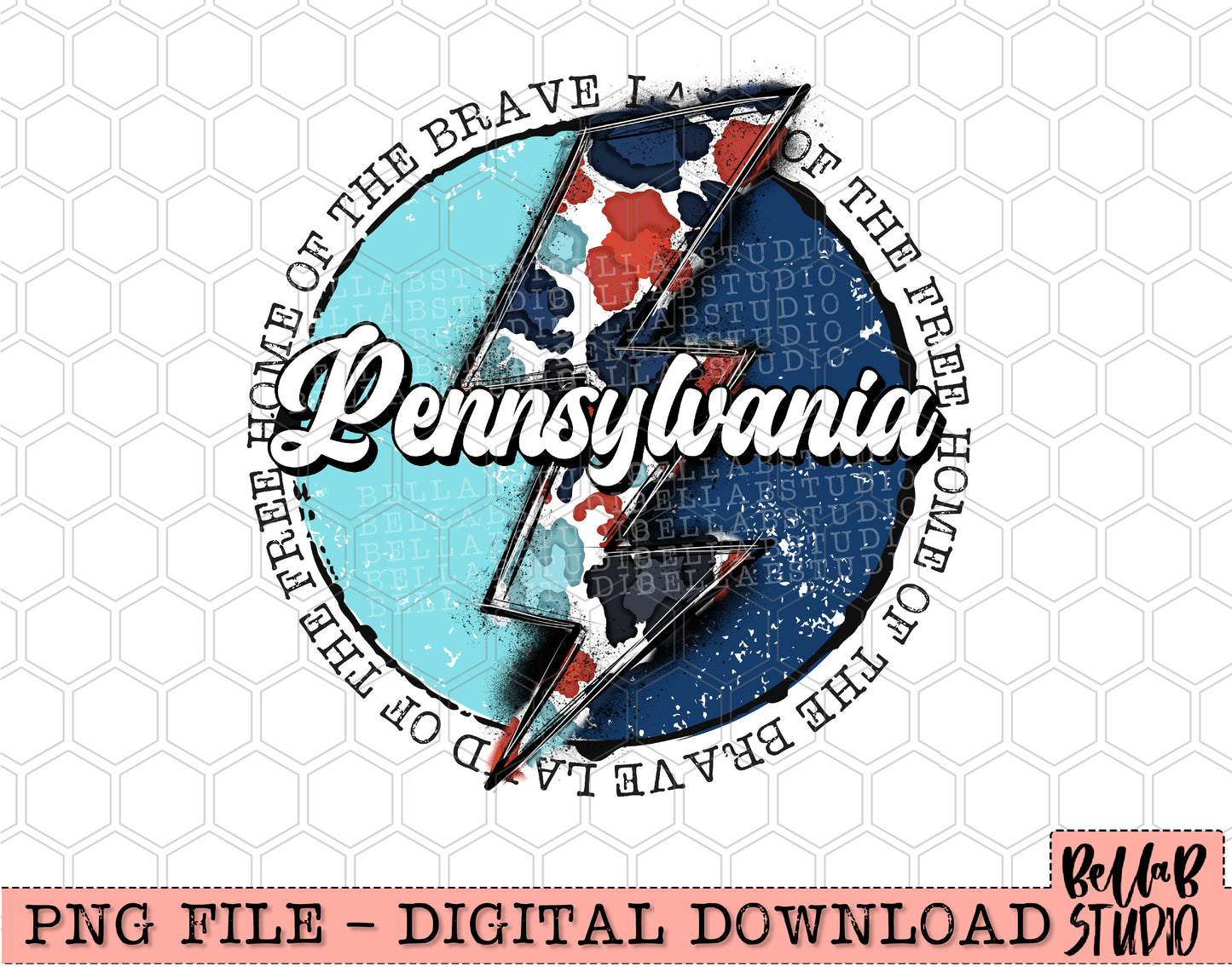 PENNSYLVANIA Patriotic Bolt PNG Design