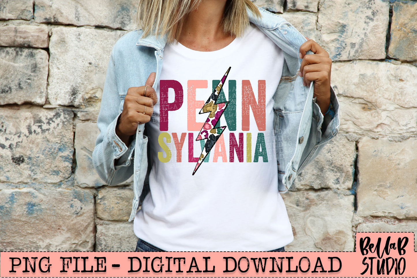 PENNSYLVANIA Bright Leopard Bolt Sublimation Design