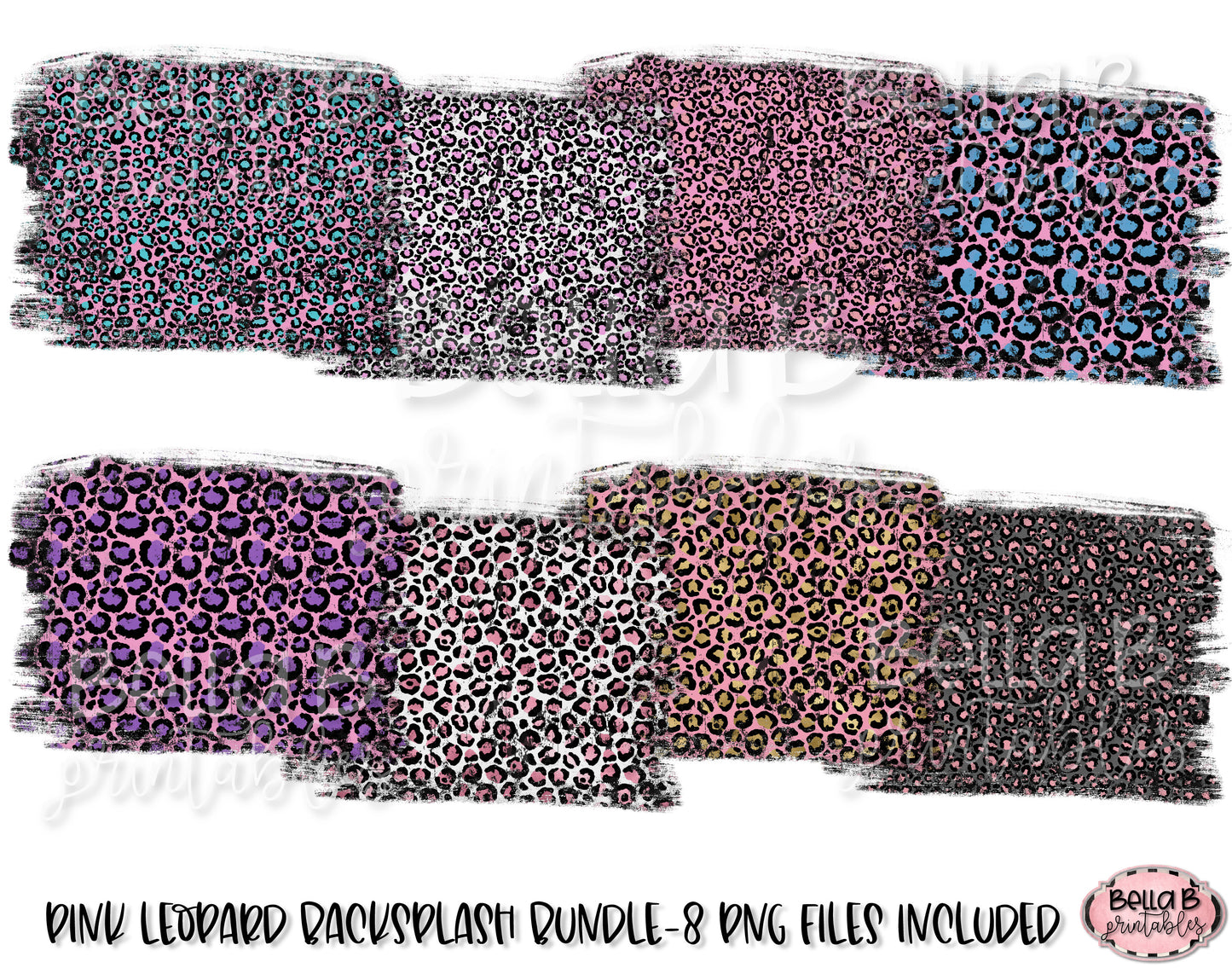 Pink Leopard Print Sublimation Background Bundle, Backsplash