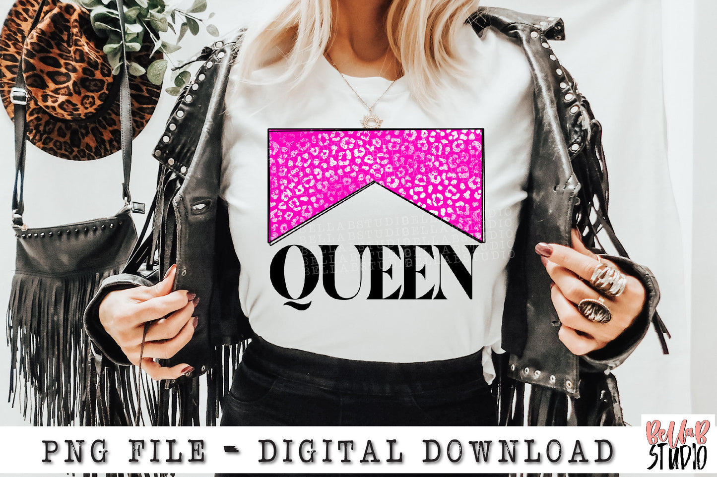 QUEEN PINK Leopard Sublimation Design