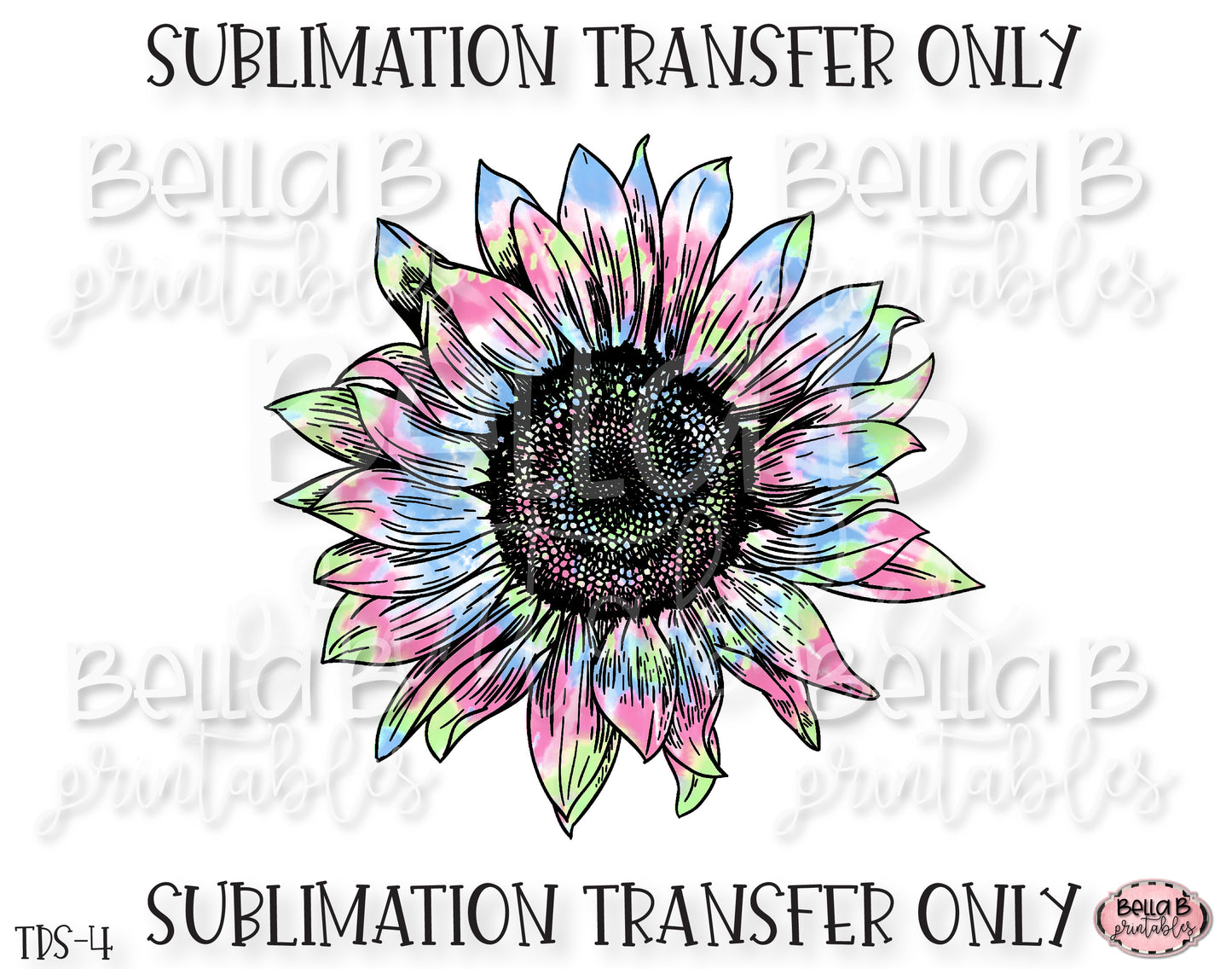 Tie Dye Sunflower Sublimation Transfer, Ready To Press, Heat Press Transfer, Sublimation Print