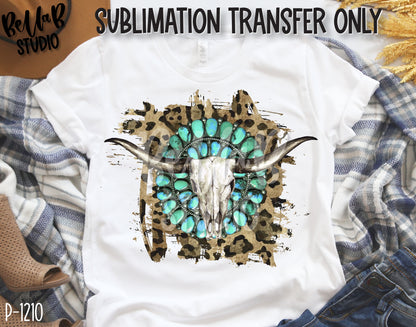Southwestern Turquoise Rock and Skull Sublimation Transfer, Ready To Press