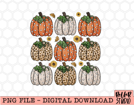 9 Pumpkin Collage PNG Design