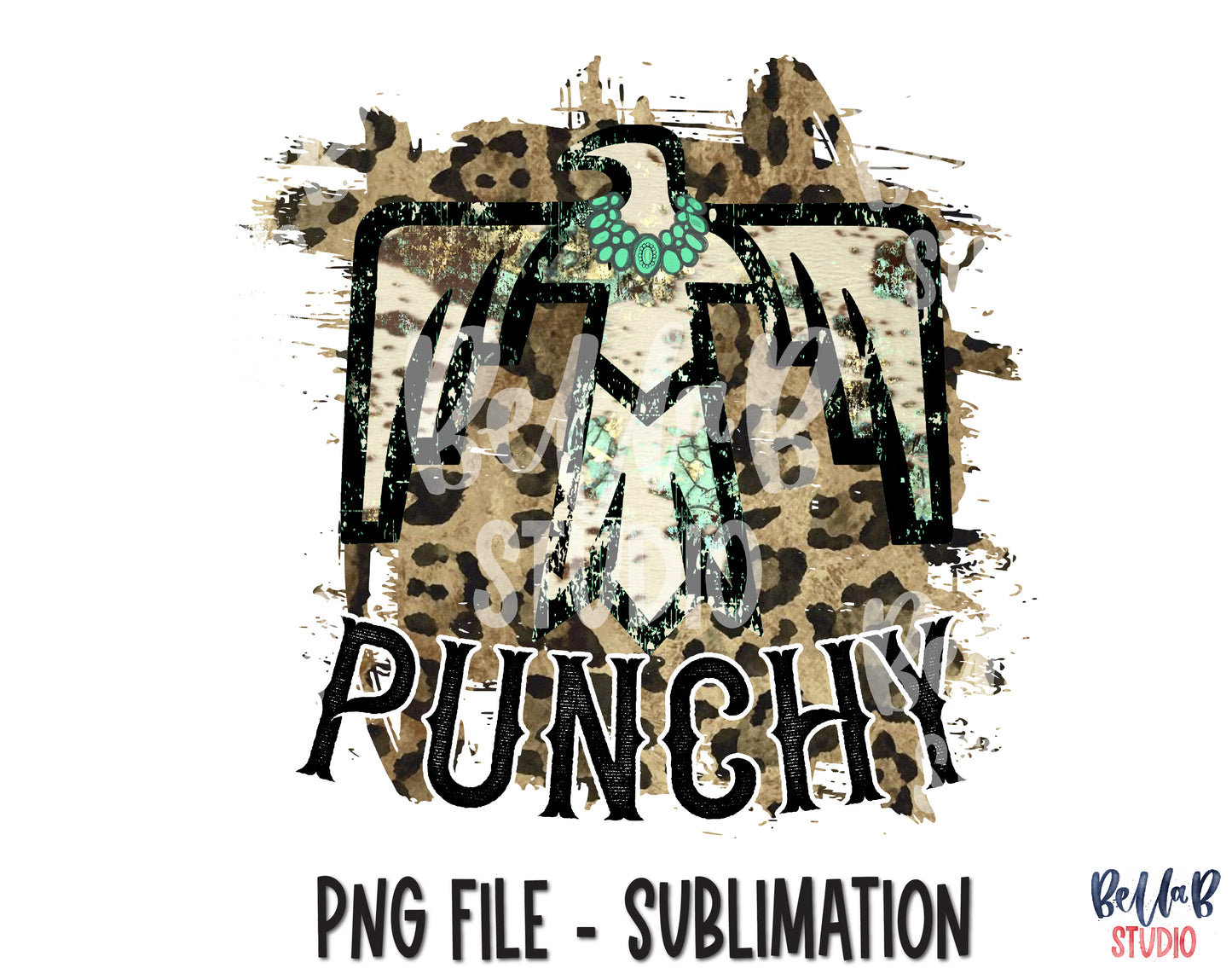 Punchy Turquoise Thunderbird Sublimation Design