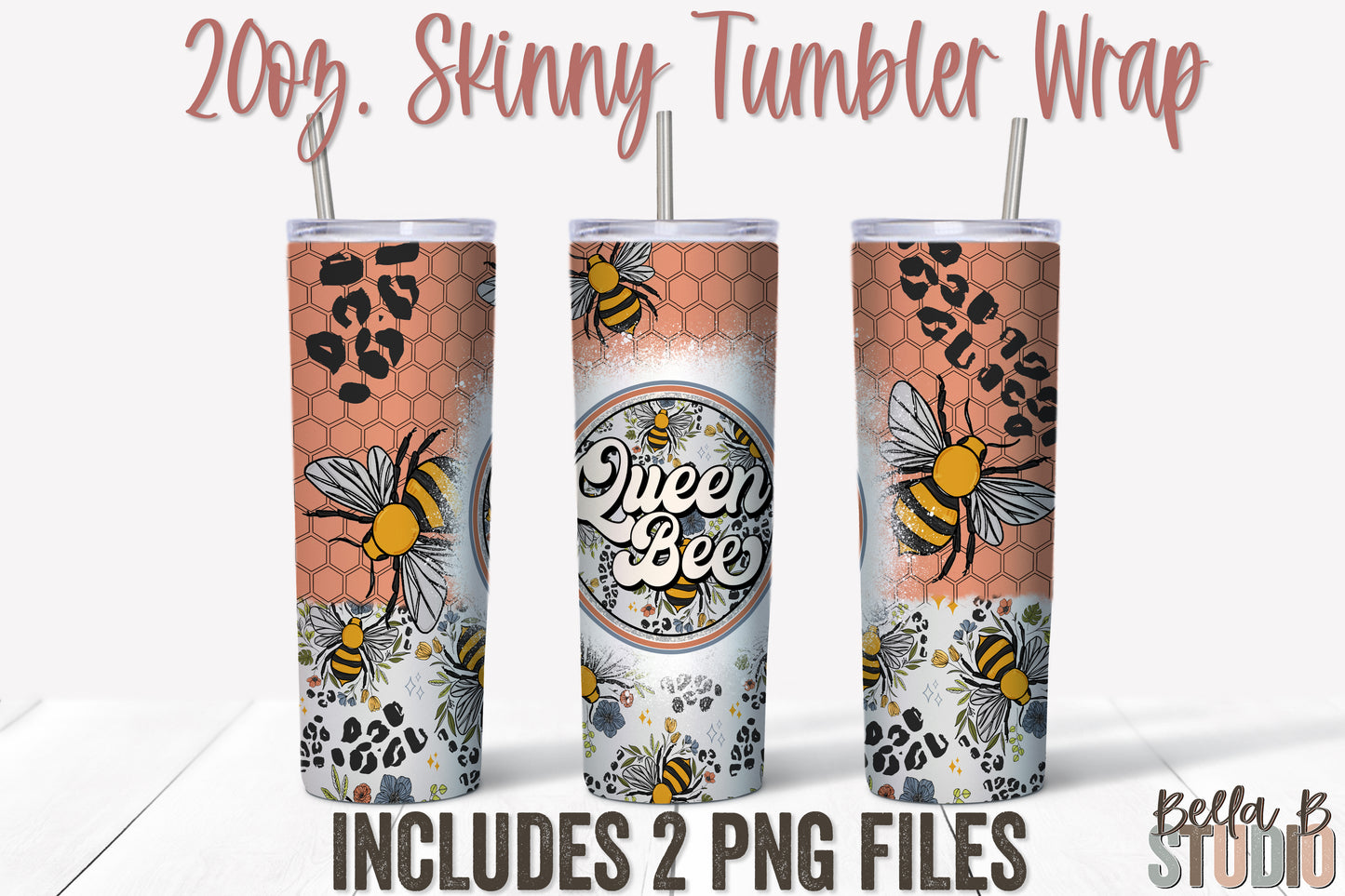 Queen Bee 20 oz Skinny Tumbler Design
