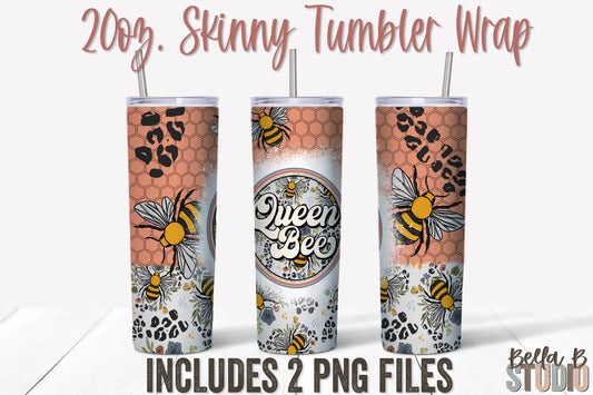 Queen Bee 20 oz Skinny Tumbler Design
