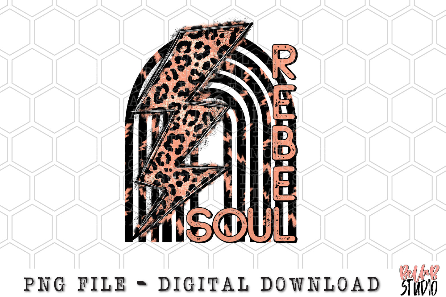 Rebel Soul Retro Rainbow Lightining Bolts Sublimation Design