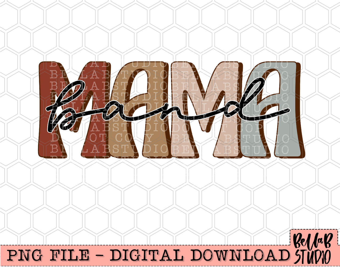 Neutral Retro BAND Mama Sublimation Design