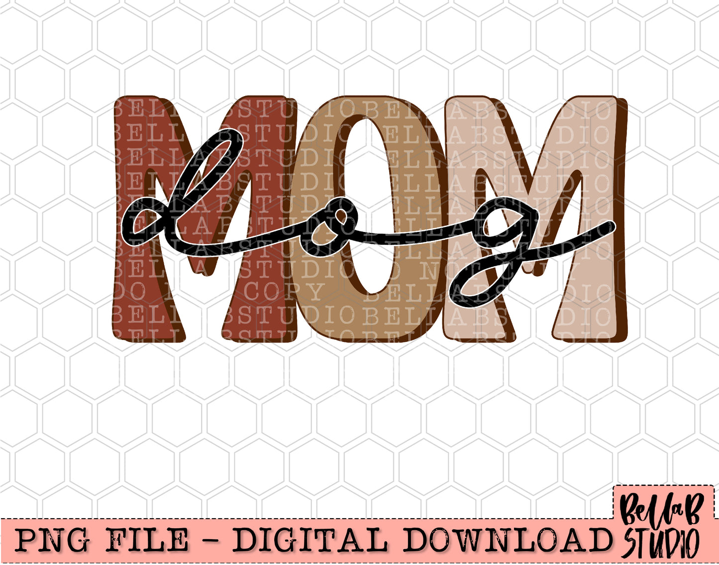 Neutral Retro Dog Mom Sublimation Design