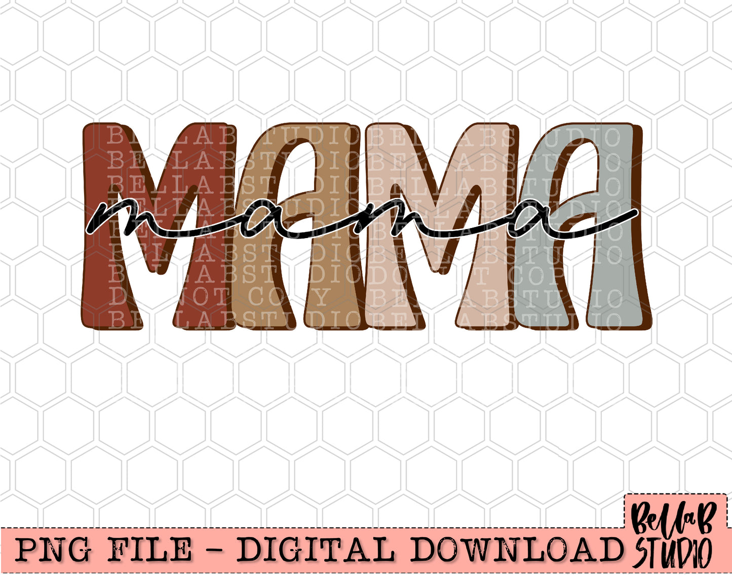 Neutral Retro Mama Sublimation Design