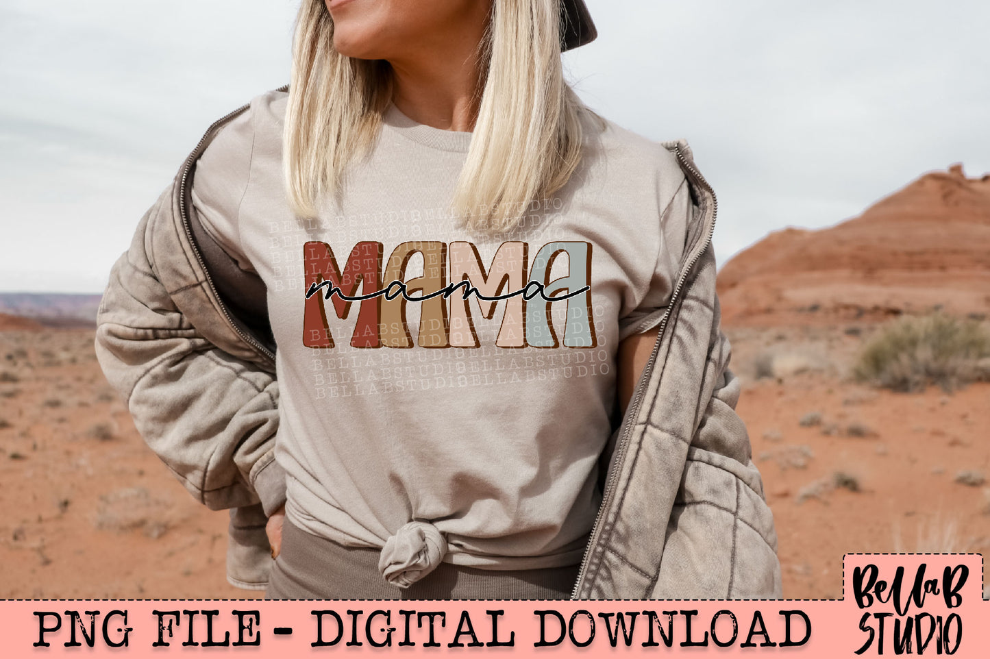 Neutral Retro Mama Sublimation Design