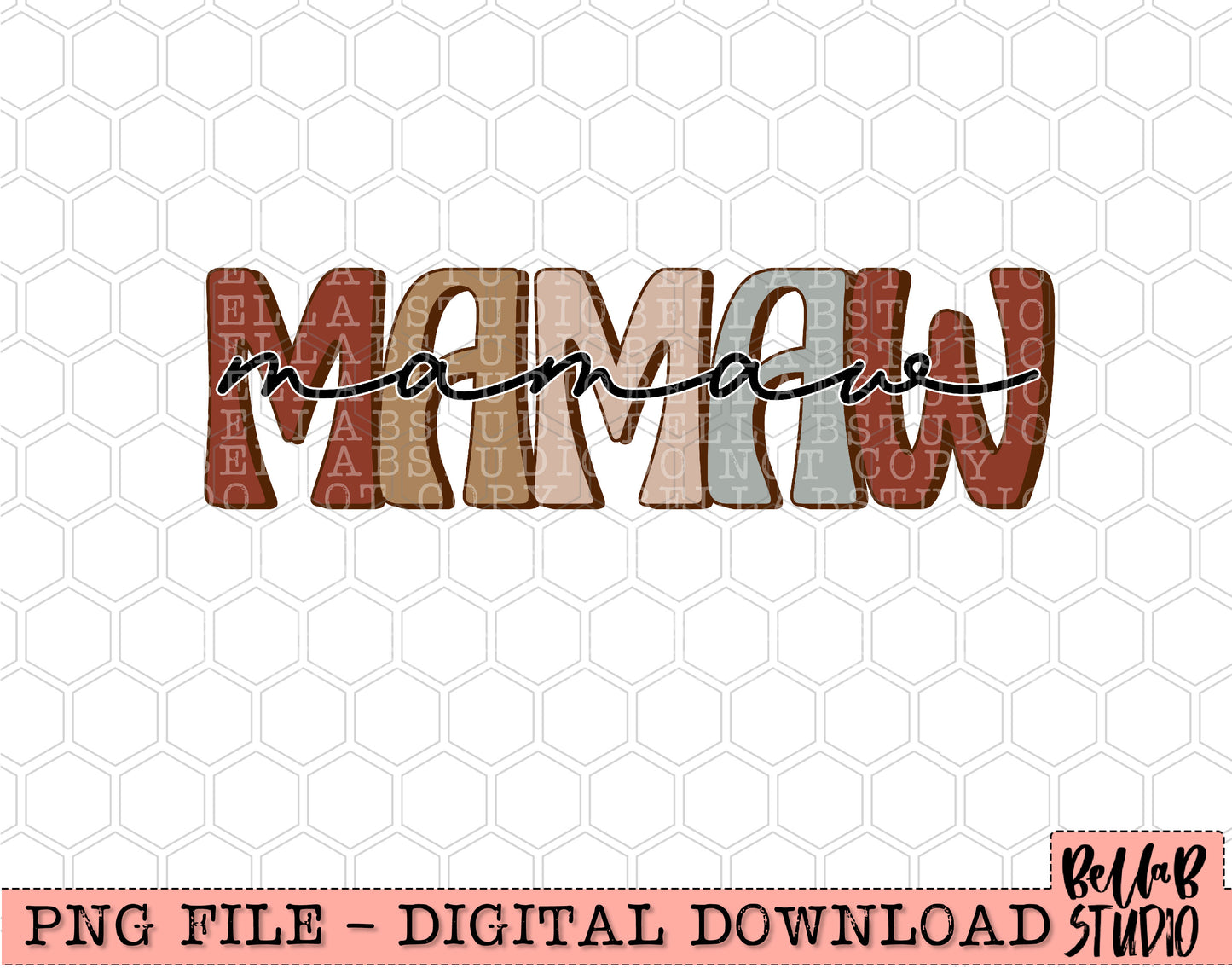 Neutral Retro Mamaw Sublimation Design