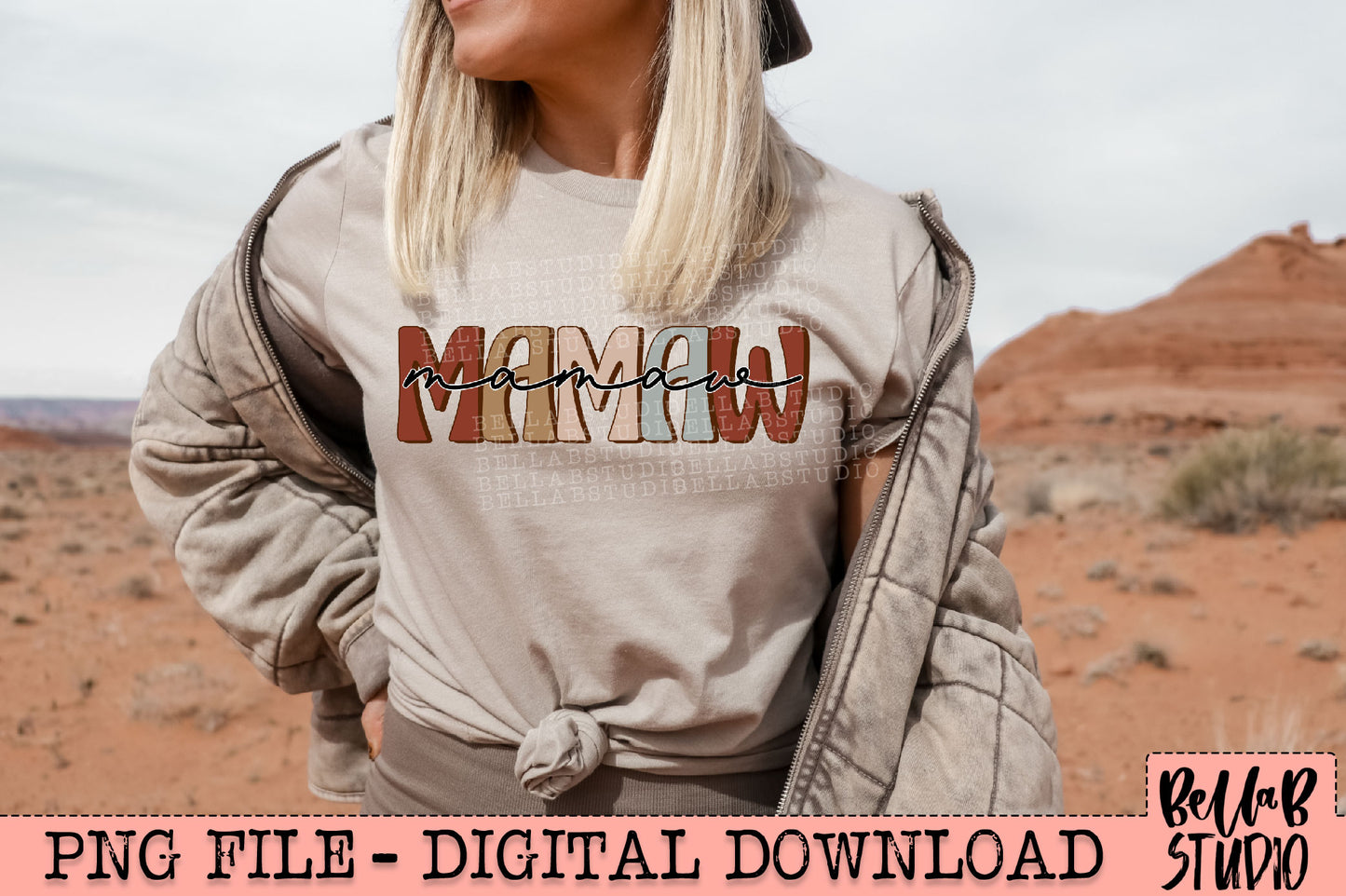 Neutral Retro Mamaw Sublimation Design