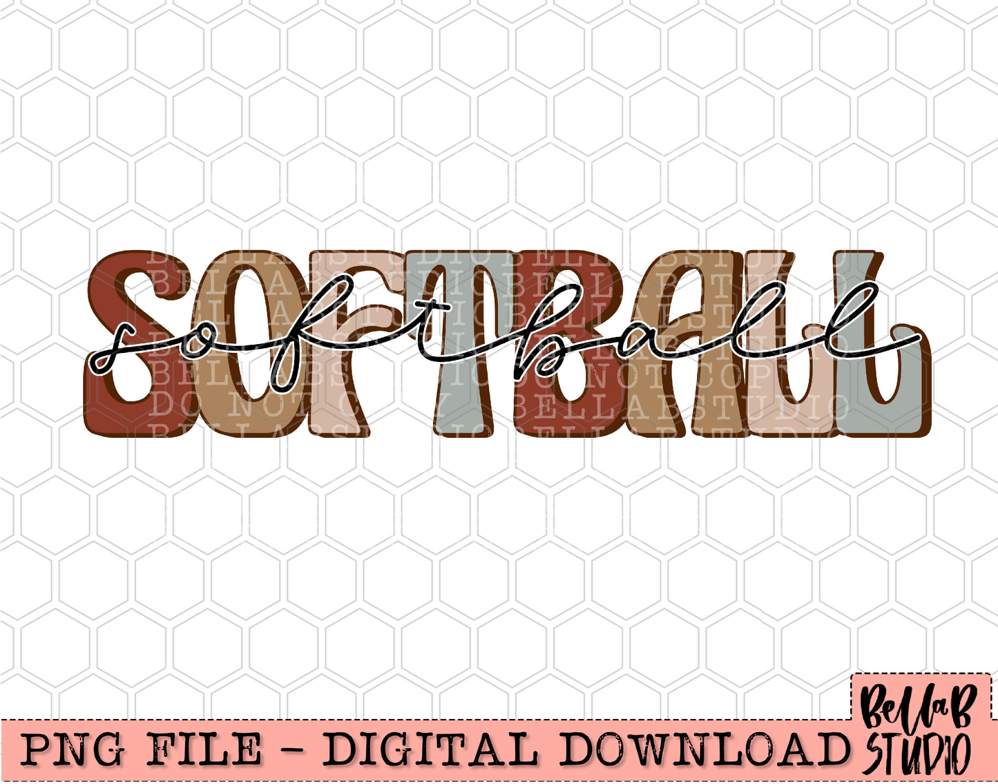 Neutral Retro SOFTBALL Sublimation Design