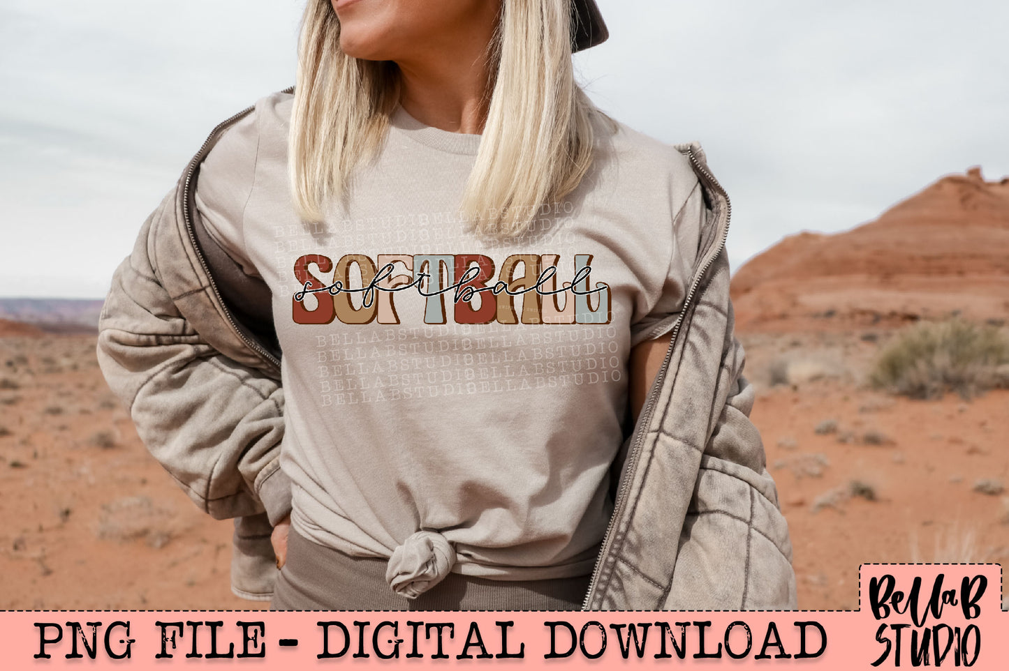 Neutral Retro SOFTBALL Sublimation Design