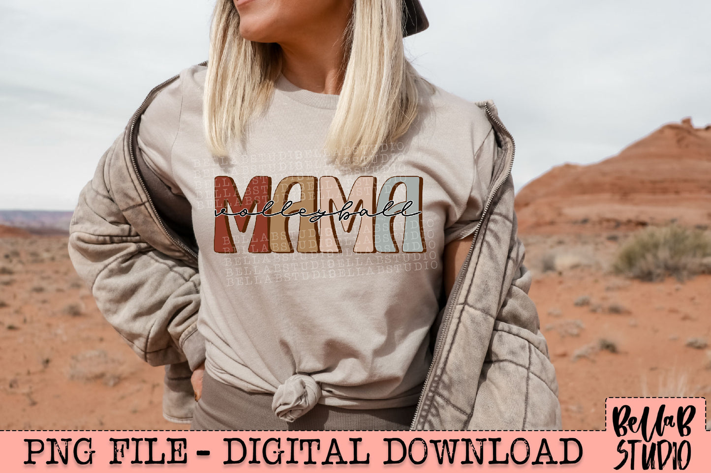 Neutral Retro VOLLEYBALL MAMA Sublimation Design