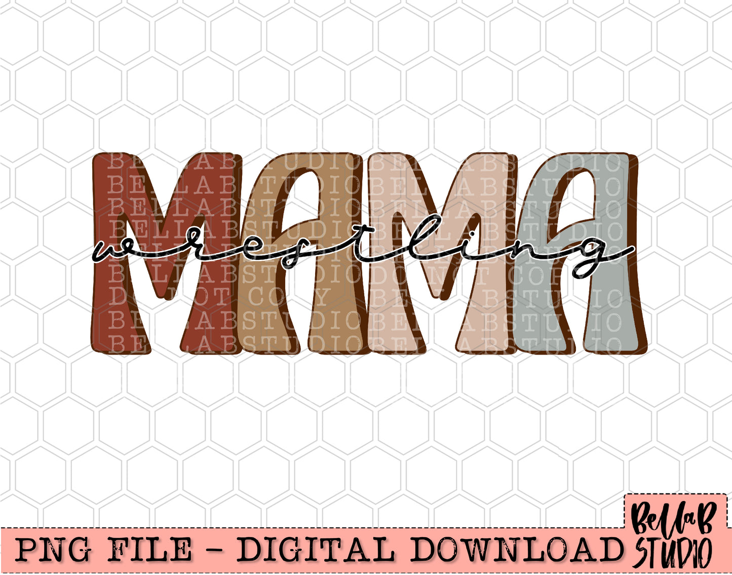 Neutral Retro WRESTLING MAMA Sublimation Design