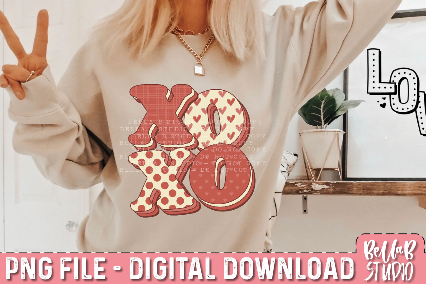 Retro XOXO PNG Sublimation Design