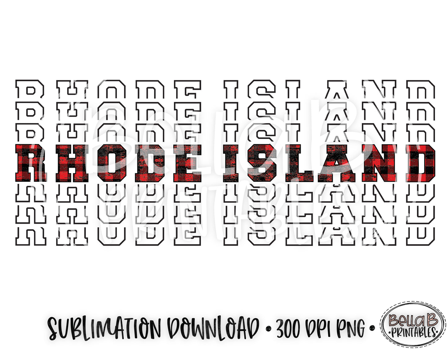 Rhode Island State Sublimation Design, Mirrored State Design