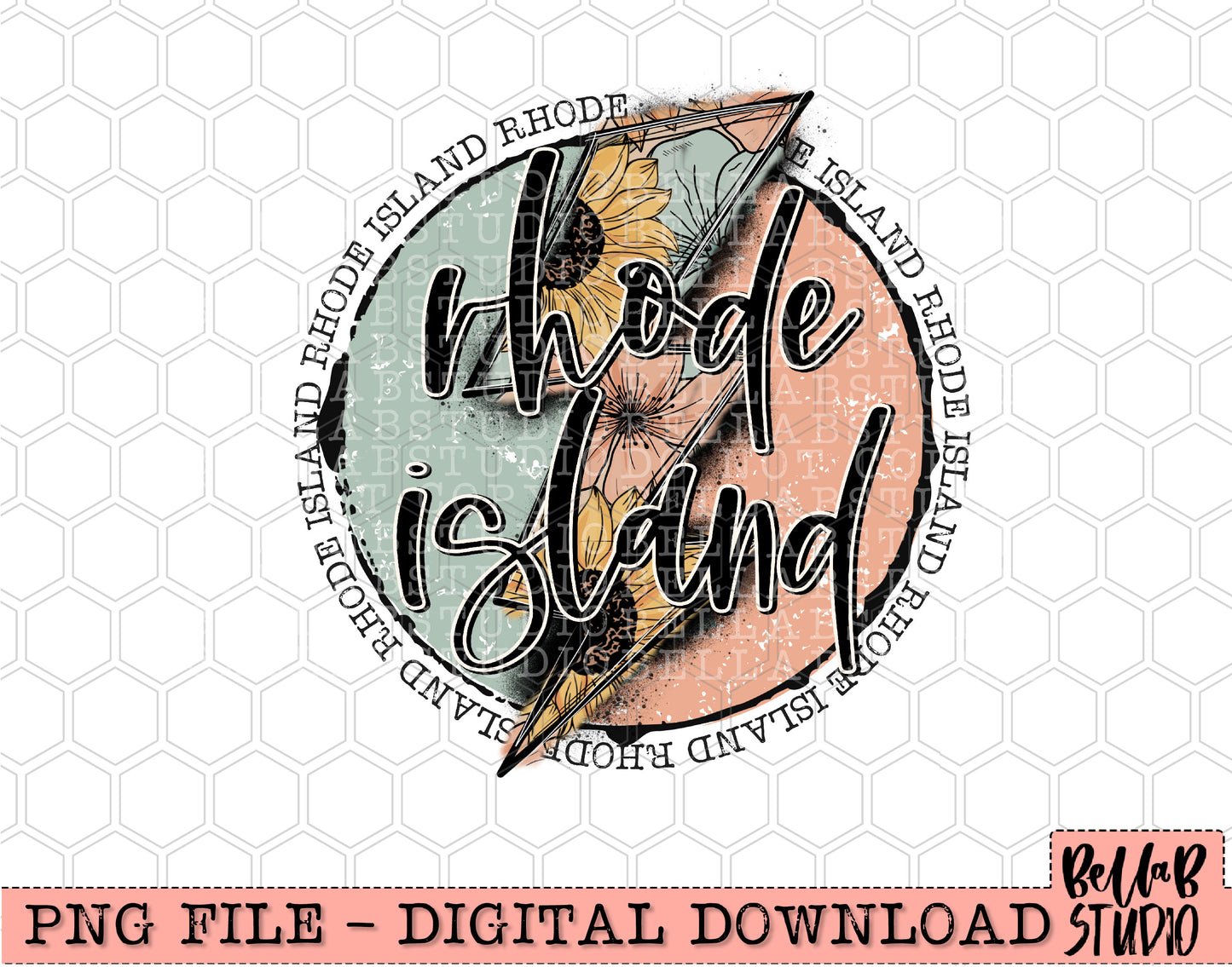 RHODE ISLAND Sunflower Bolt PNG Design