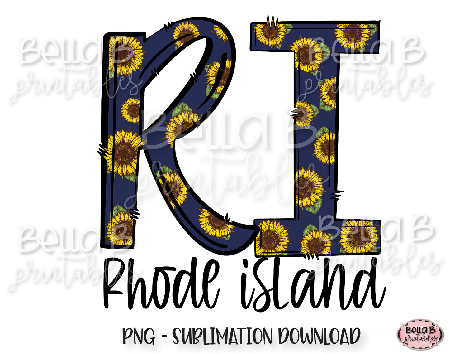 Sunflower Rhode Island State Sublimation Design