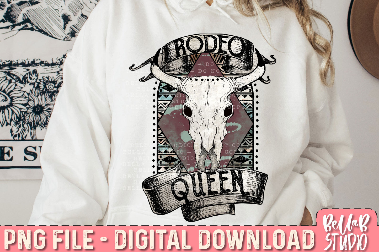Rodeo Queen Vintage Western PNG Sublimation Design
