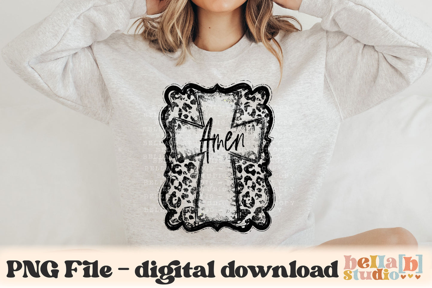 Amen Leopard Cross PNG Sublimation Design