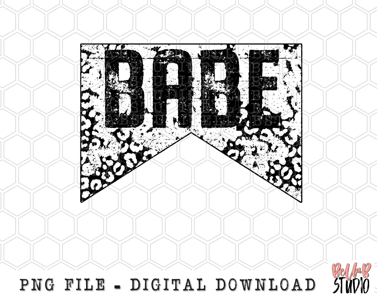 Babe Distressed Leopard PNG Sublimation Design