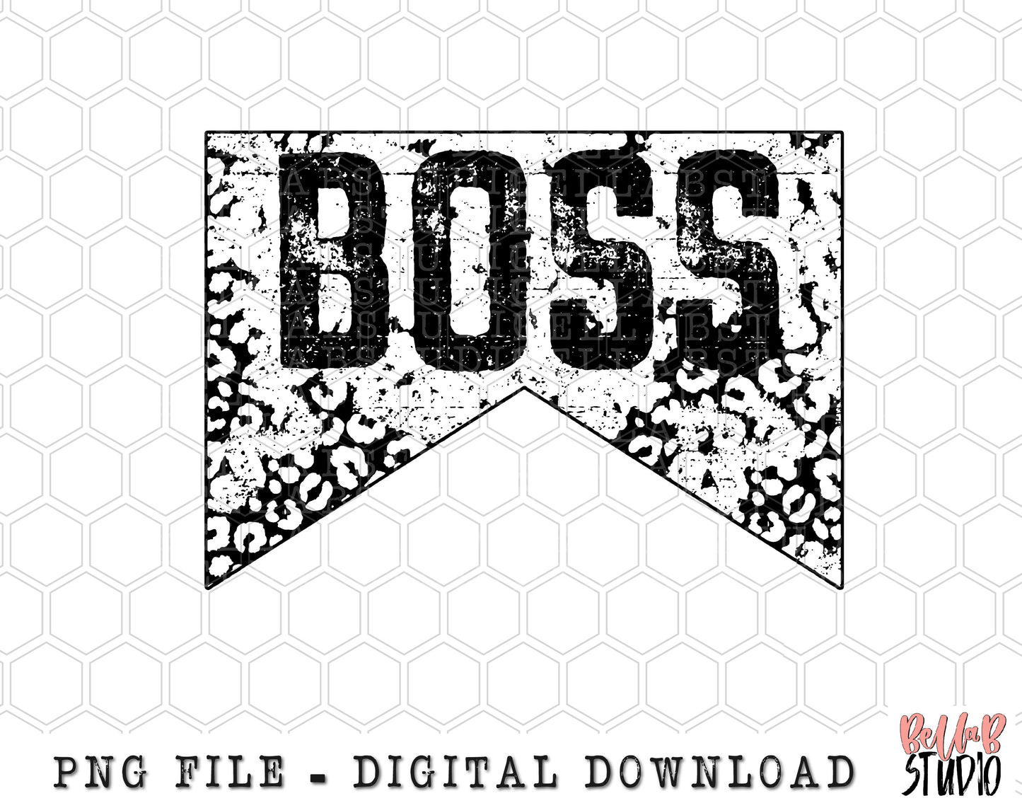 Boss Distressed Leopard PNG Sublimation Design