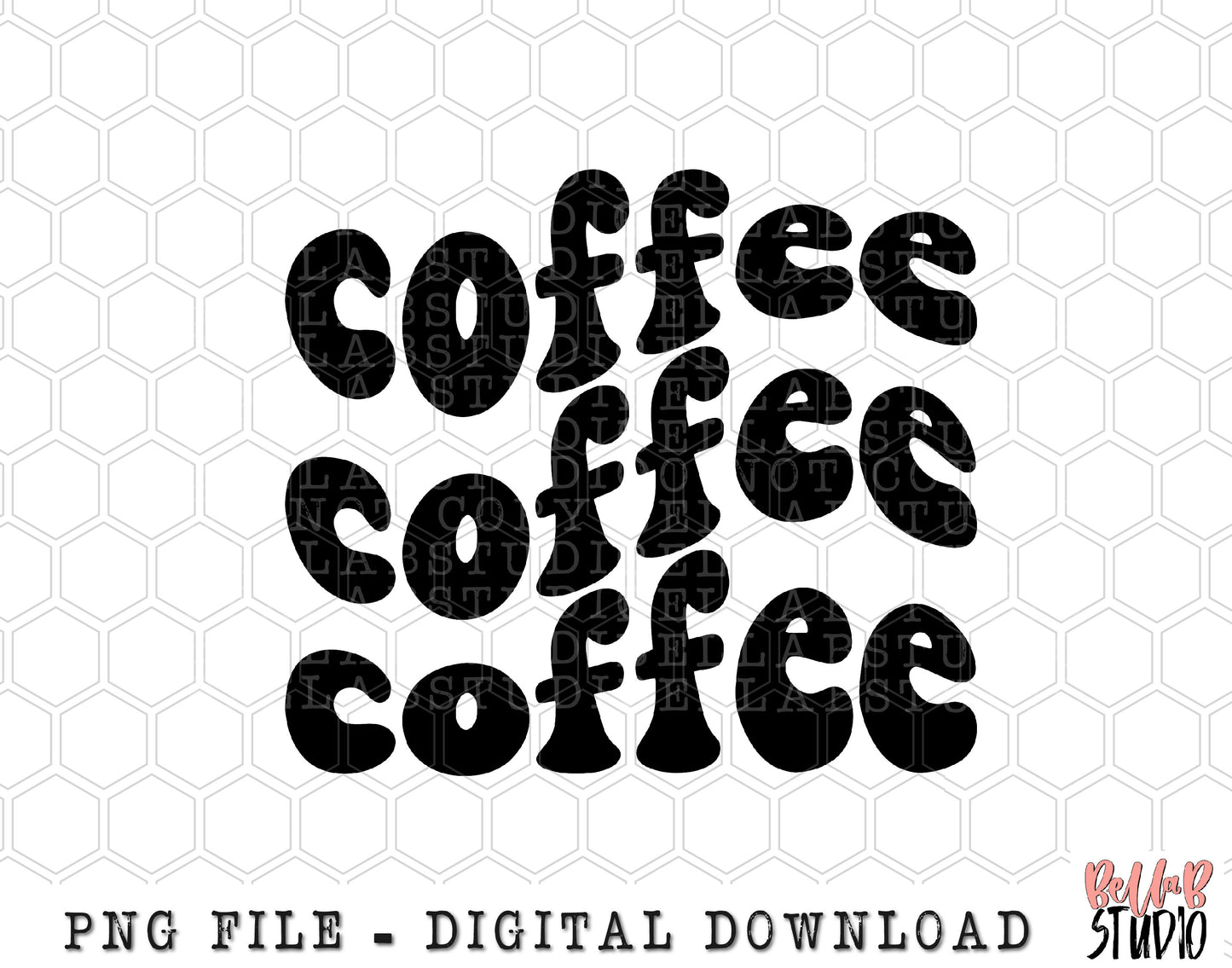 Coffee Wavy Retro PNG Sublimation Design