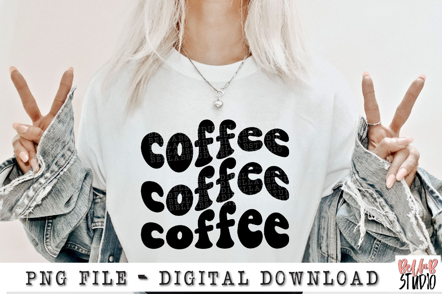 Coffee Wavy Retro PNG Sublimation Design