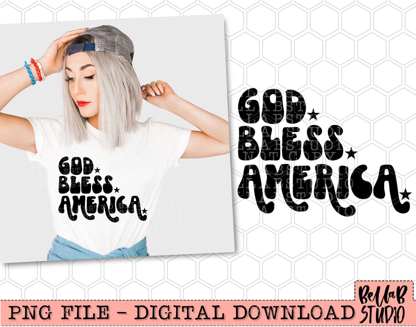 God Bless America Retro PNG Design