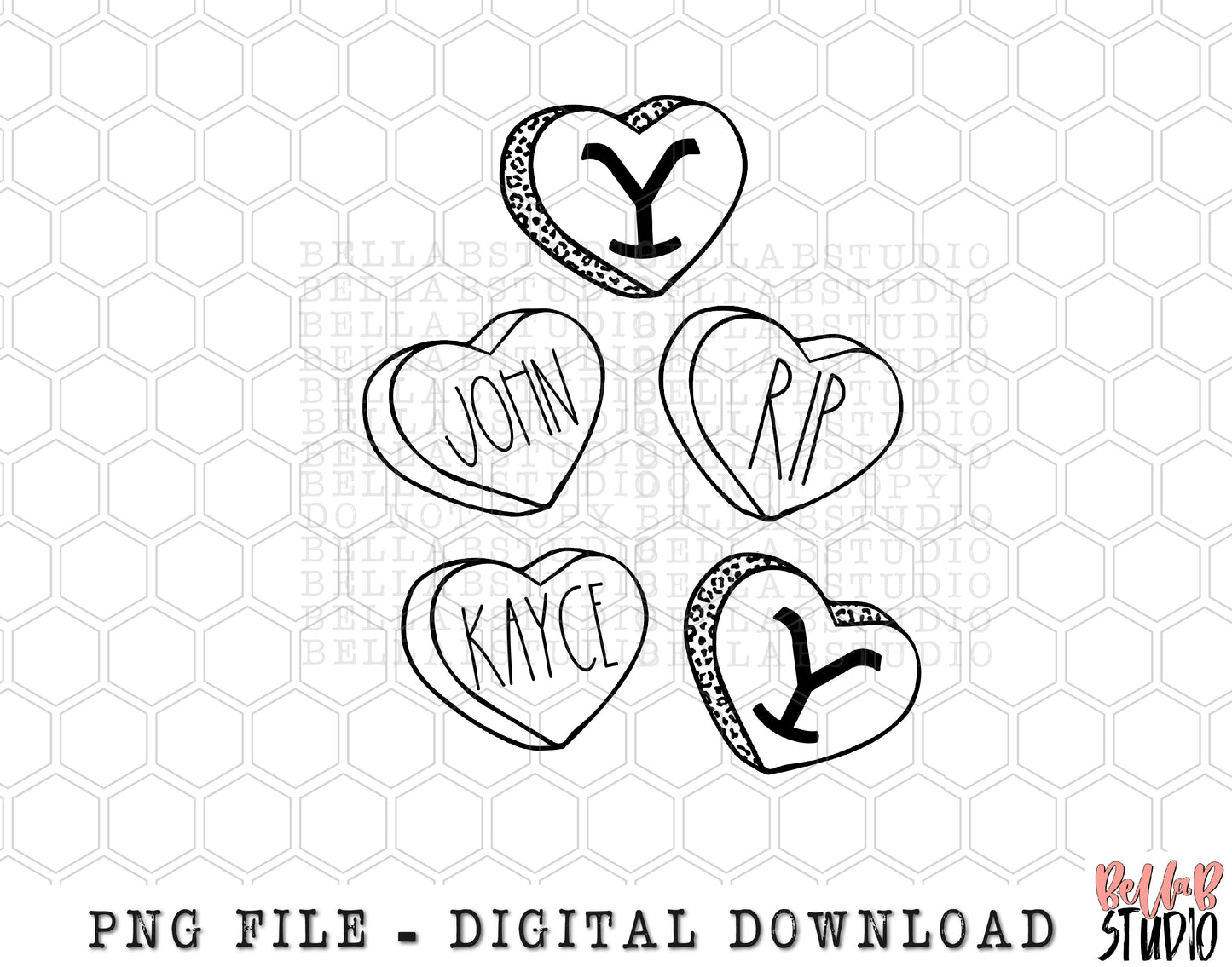 John Rip Kayce Candy Hearts PNG Sublimation Design