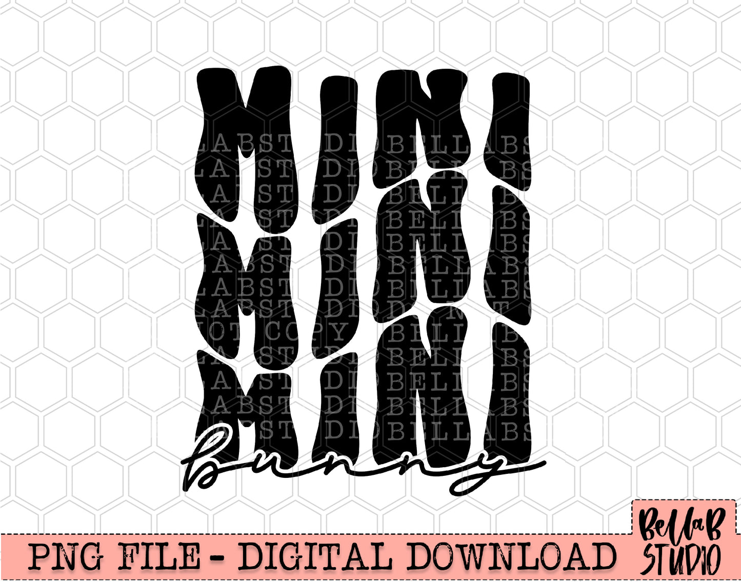 Mini Bunny Wavy Retro PNG Sublimation Design