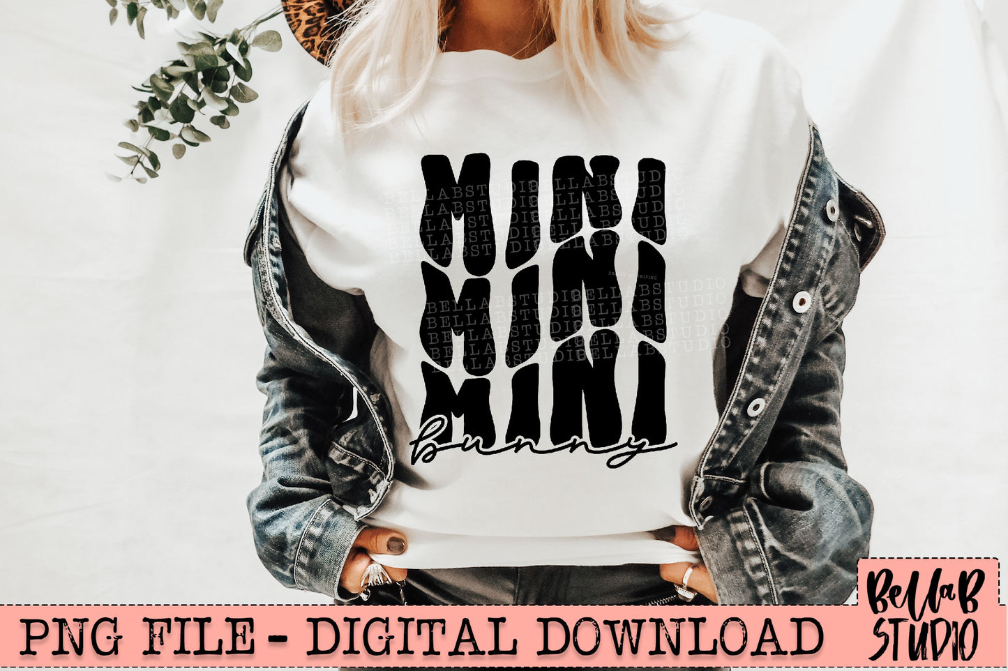 Mini Bunny Wavy Retro PNG Sublimation Design