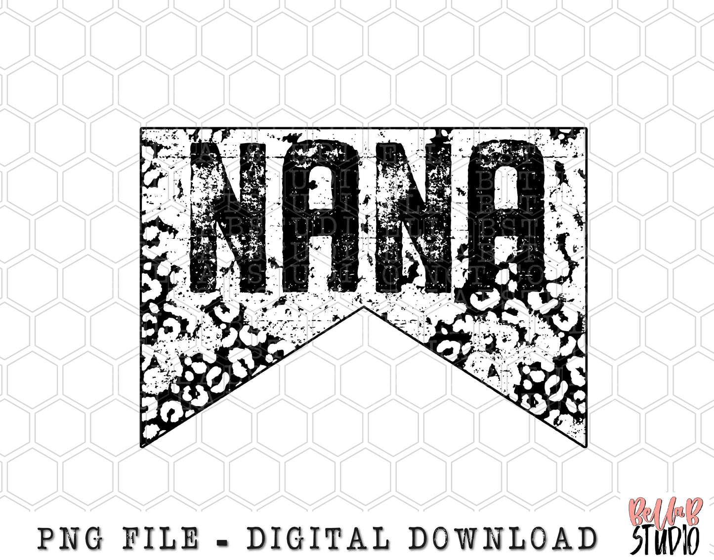 Nana Distressed Leopard PNG Sublimation Design