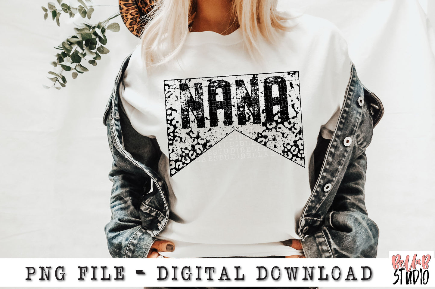 Nana Distressed Leopard PNG Sublimation Design