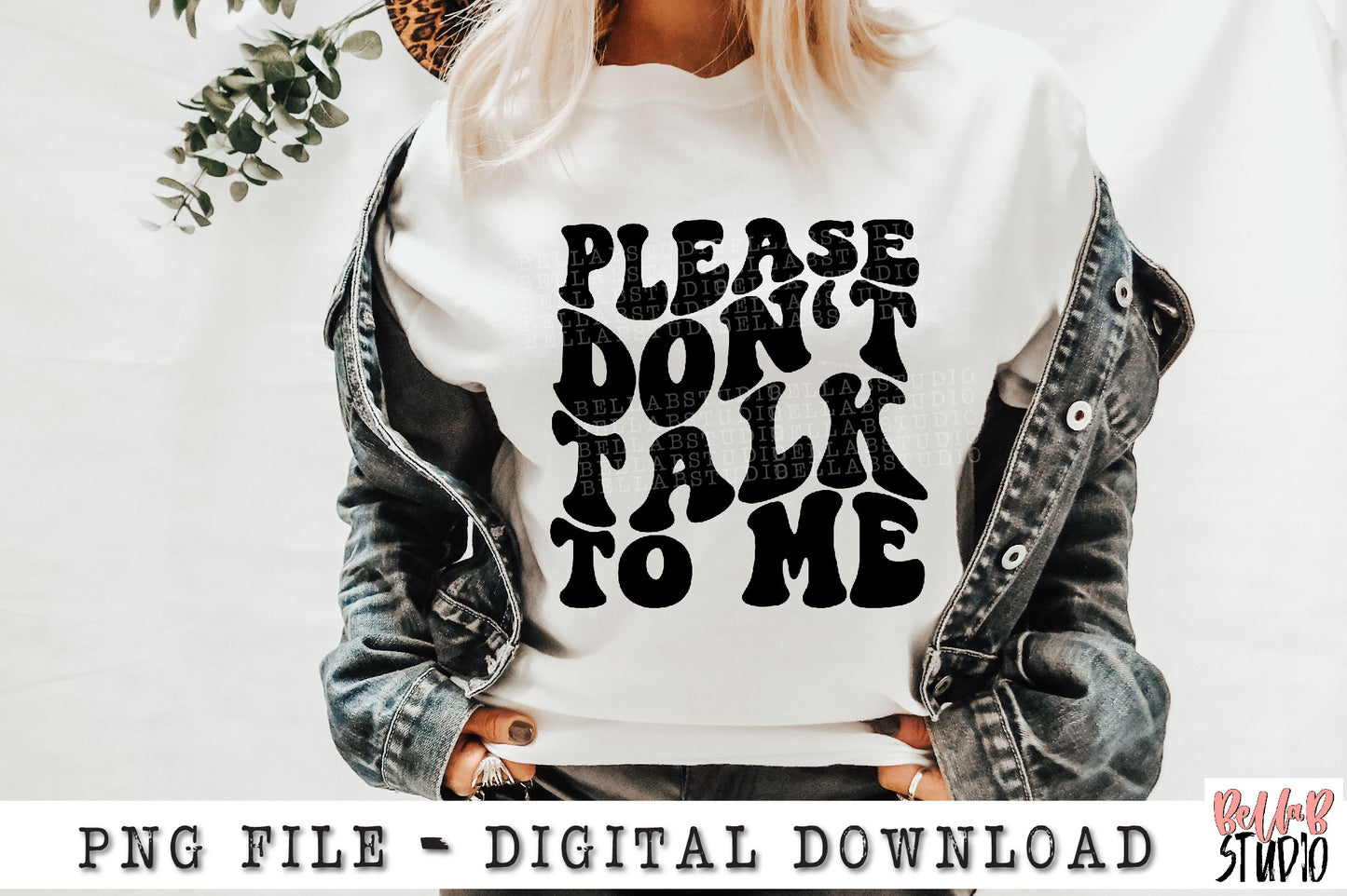 Please Don't Talk To Me Wavy Retro PNG Sublimation Design